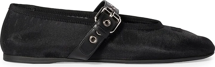 Women's Mesh Fabric Ballerinas - Black - Size 6