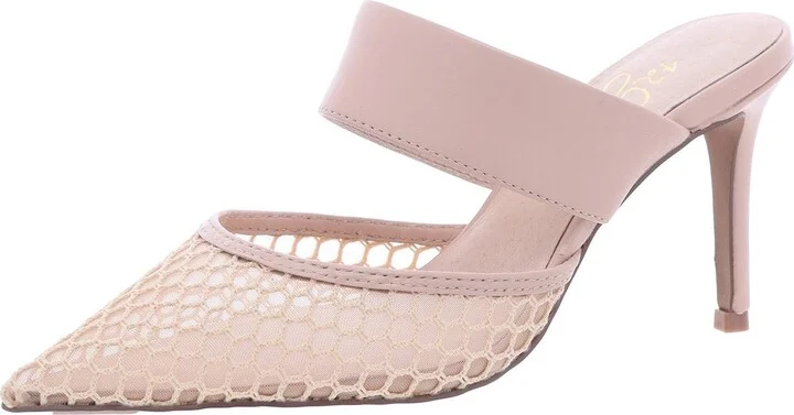 Womens Mesh Inset Faux Leather Pumps