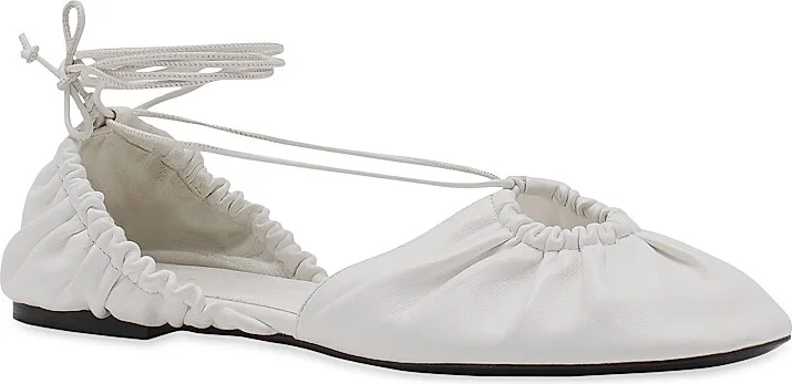 Women's Mesure Lace-Up Leather Flat Ballerinas - White - Size 4 - Image 2