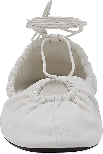 Women's Mesure Lace-Up Leather Flat Ballerinas - White - Size 4 - Image 3