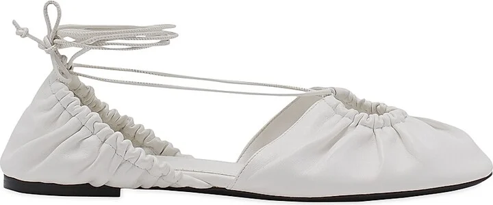 Women's Mesure Lace-Up Leather Flat Ballerinas - White - Size 4