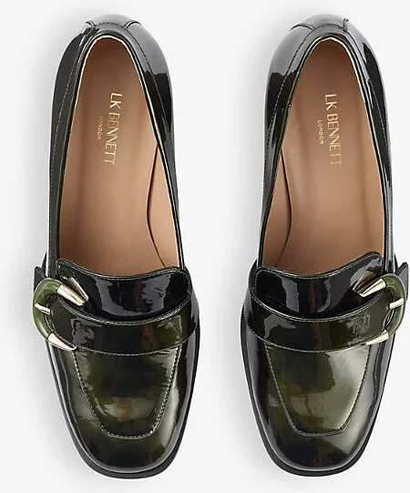 Womens Met-Bronze Green Mara Buckle-Embellished Patent-Leather Heeled Pumps Eur 39 / 6 Uk Women - Image 2