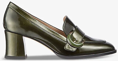 Womens Met-Bronze Green Mara Buckle-Embellished Patent-Leather Heeled Pumps Eur 39 / 6 Uk Women