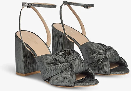 Womens Met-Pewter Eliana Knot-Embellished Satin Heeled Sandals Eur 35 / 2 Uk Women - Image 2