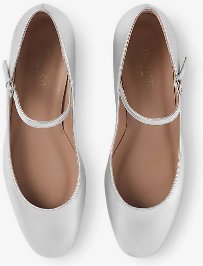 Womens Met-Silver Beatrix Low-Block Leather Mary Jane Shoes Eur 37 / 4 Uk Women - Image 2