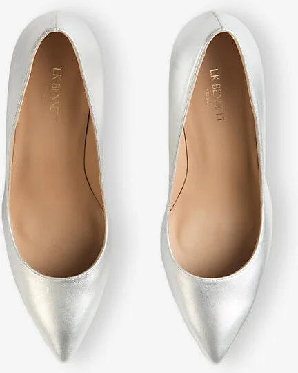 Womens Met-Silver Floret Leather Heeled Courts Eur 39 / 6 Uk Women - Image 2