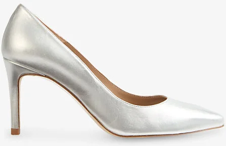 Womens Met-Silver Floret Leather Heeled Courts Eur 39 / 6 Uk Women