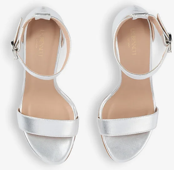 Womens Met-Silver Ivy Strappy Metallic-Leather Sandals Eur 37 / 4 Uk Women - Image 2