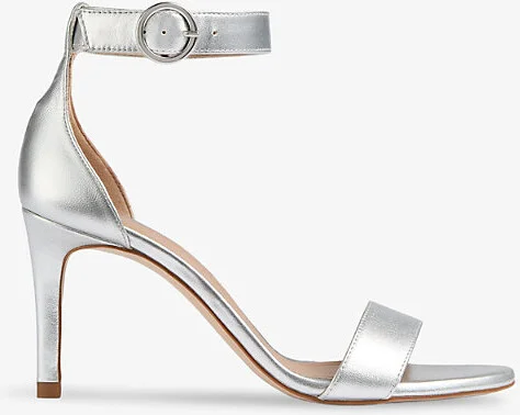 Womens Met-Silver Ivy Strappy Metallic-Leather Sandals Eur 37 / 4 Uk Women