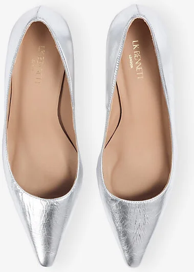 Womens Met-Silver New Ava Metallic-Leather Kitten Heel Courts Eur 41 / 8 Uk Women - Image 2