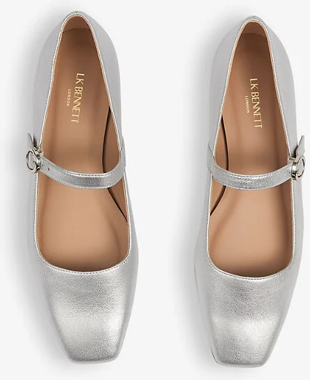 Womens Met-Silver Willow Mary-Jane Leather Flats Eur 41 / 8 Uk Women - Image 2