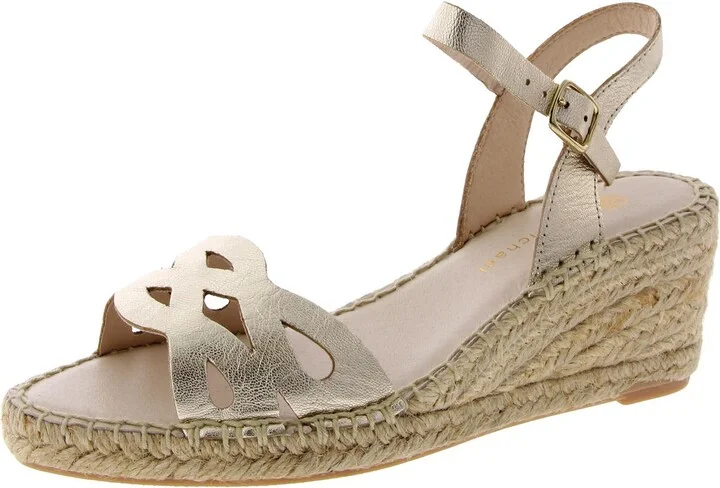 Womens Metallic Ankle strap Wedge Sandals