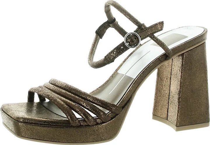 Womens Metallic Block Heels
