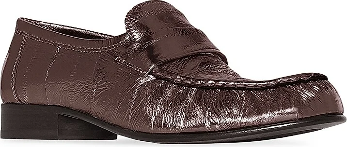 Women's Metallic Eel Skin Loafers - Brown - Size 6 - Image 2