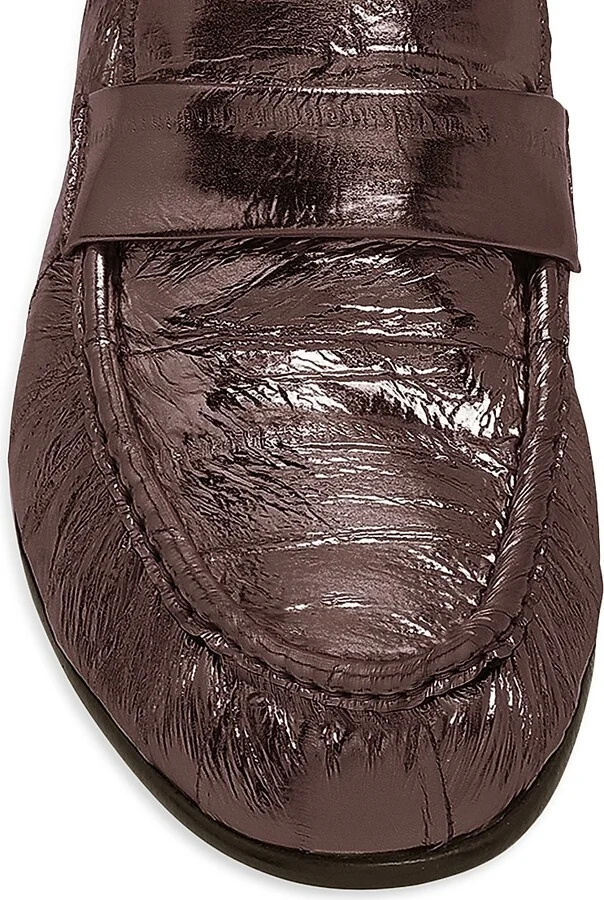 Women's Metallic Eel Skin Loafers - Brown - Size 6 - Image 3