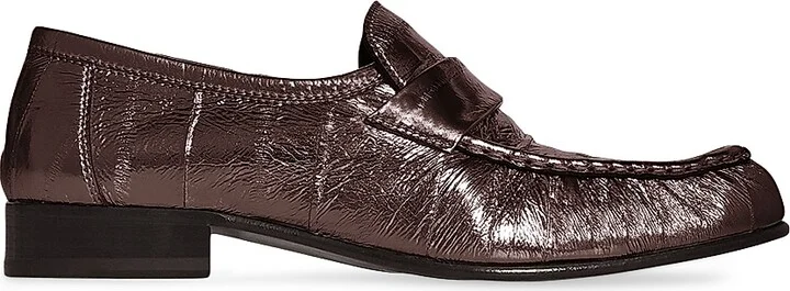 Women's Metallic Eel Skin Loafers - Brown - Size 6