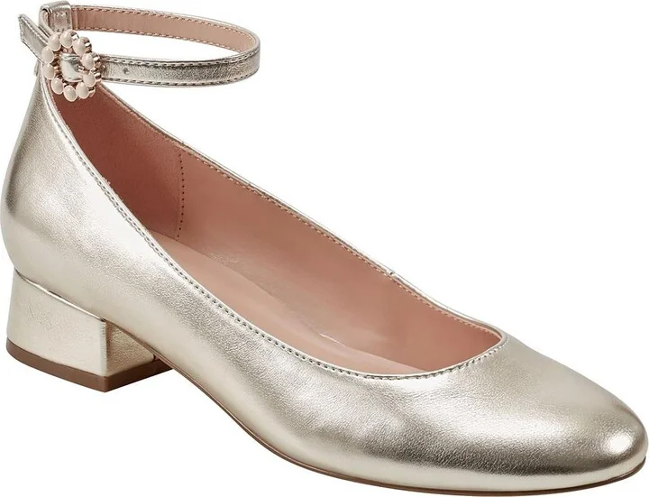 Womens Metallic Faux Leather Ankle Strap