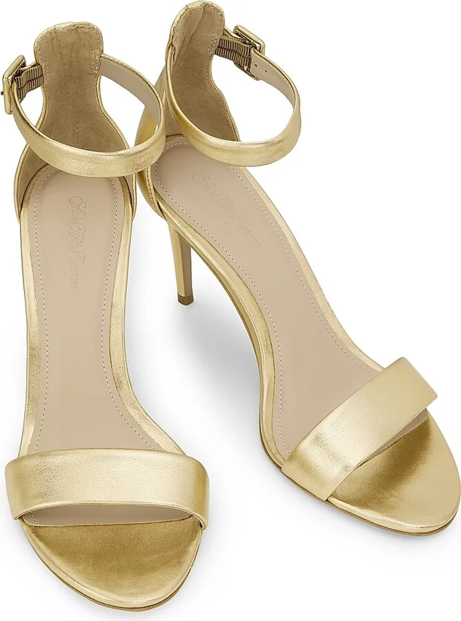 Women's Metallic Leather 87MM High-Heel Sandals - Gold - Size 5 - Image 4