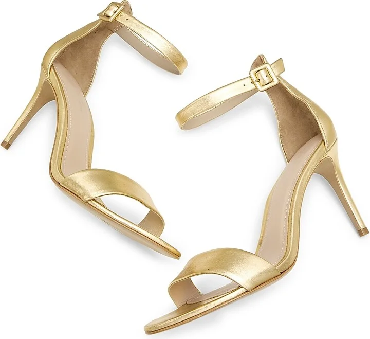 Women's Metallic Leather 87MM High-Heel Sandals - Gold - Size 5 - Image 6