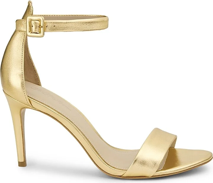 Women's Metallic Leather 87MM High-Heel Sandals - Gold - Size 5