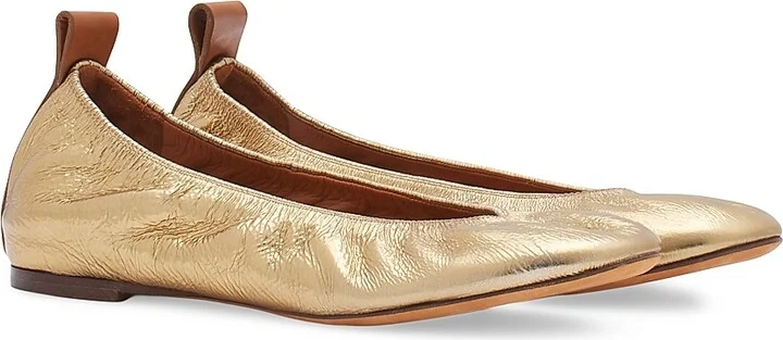 Women's Metallic Leather Ballerina Flats - Silver - Size 4 - Image 7