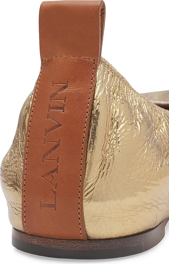 Women's Metallic Leather Ballerina Flats - Silver - Size 4 - Image 10