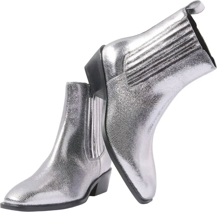 Women's Metallic Leather Boot In Silver