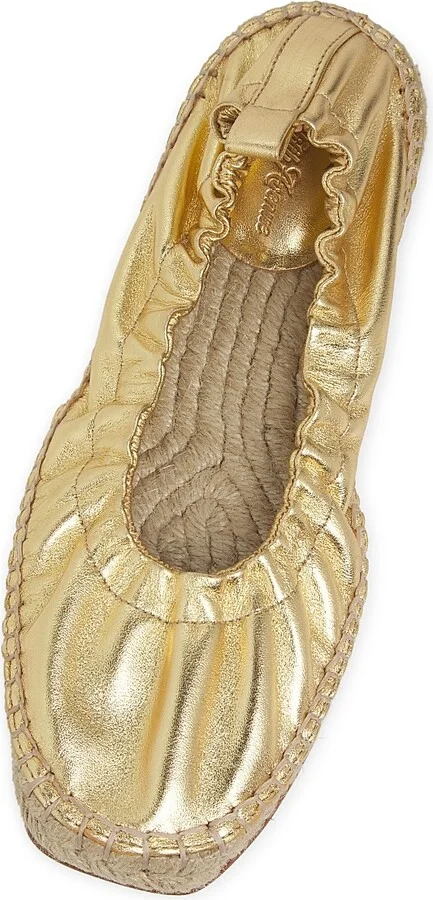 Women's Metallic Leather Espadrilles - Light Gold - Size 5.5 - Image 4