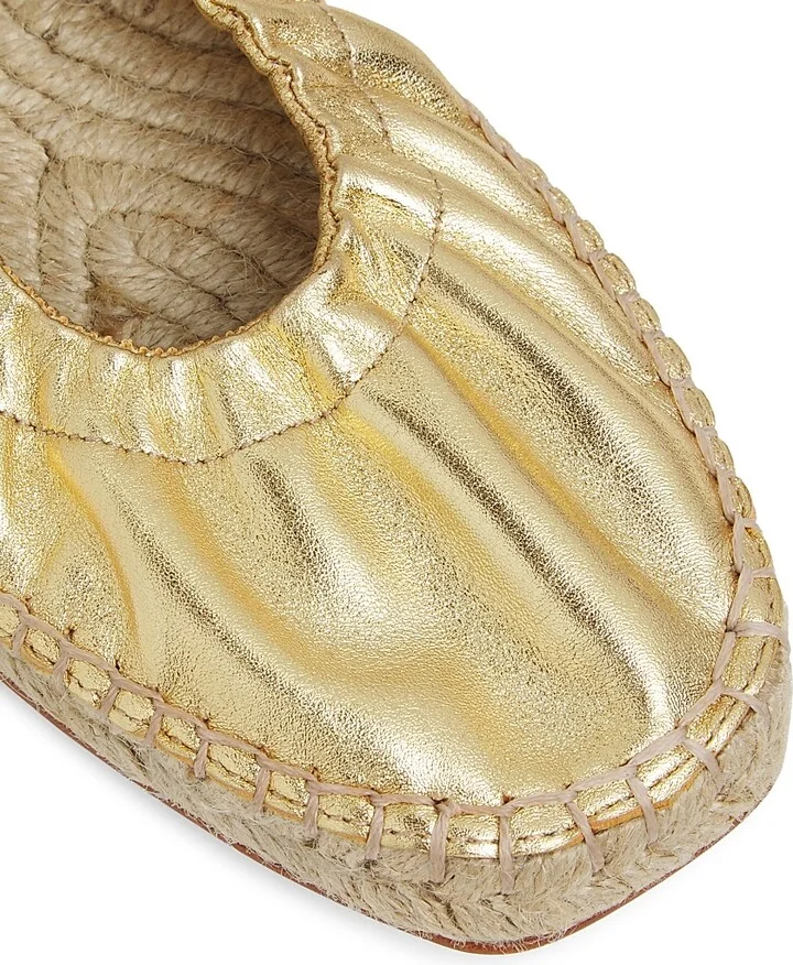 Women's Metallic Leather Espadrilles - Light Gold - Size 5.5 - Image 5