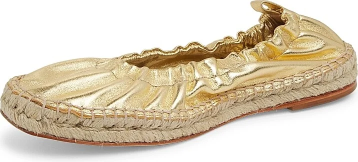 Women's Metallic Leather Espadrilles - Light Gold - Size 5.5 - Image 6