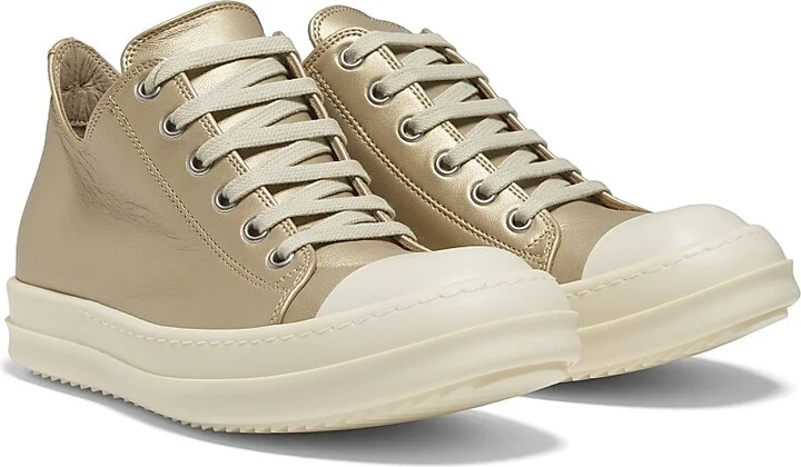 Women's Metallic Leather Low Sneakers - Gold Milk - Size 5 - Image 2