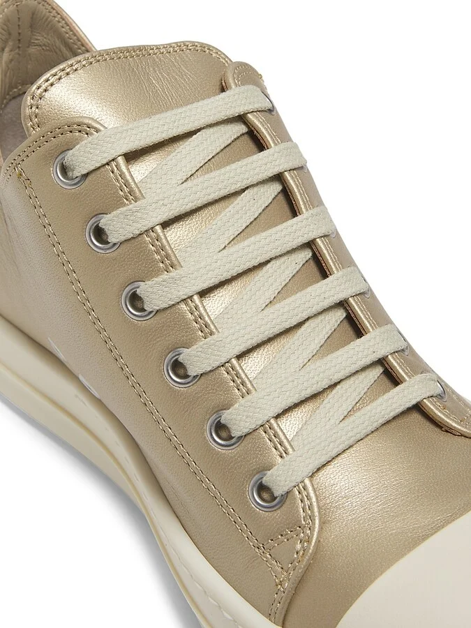 Women's Metallic Leather Low Sneakers - Gold Milk - Size 5 - Image 5