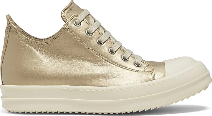 Women's Metallic Leather Low Sneakers - Gold Milk - Size 5