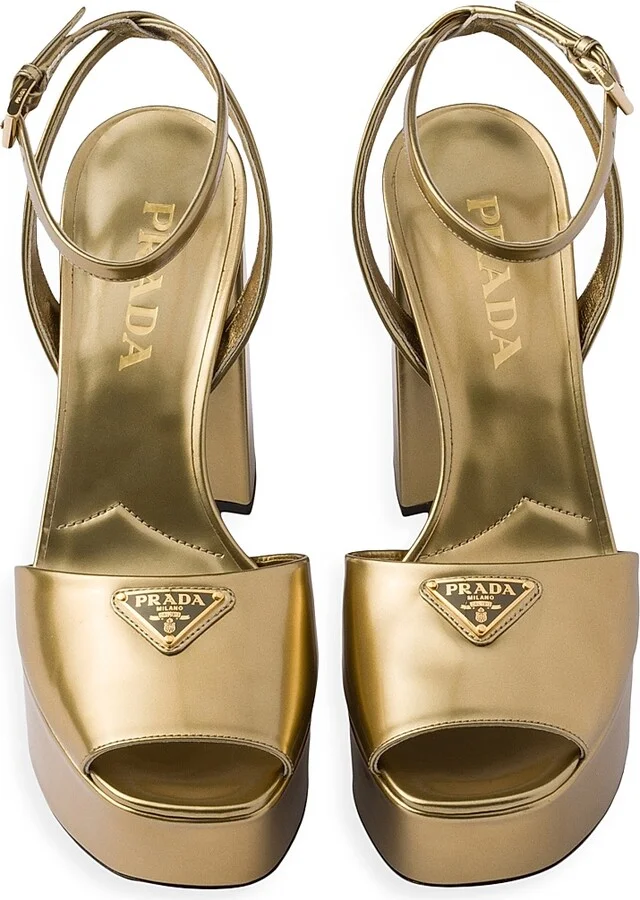 Women's Metallic Leather Platform Sandals - Silver - Size 9.5 - Image 6
