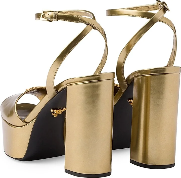 Women's Metallic Leather Platform Sandals - Silver - Size 9.5 - Image 7