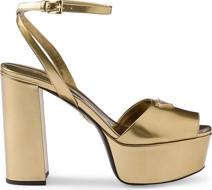 Women's Metallic Leather Platform Sandals - Silver - Size 9.5 - Image 9