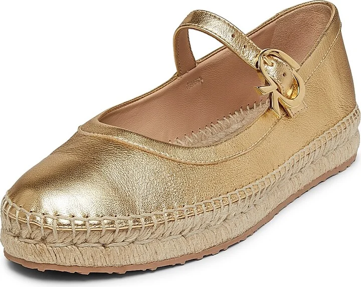 Women's Metallic Leather Ribbon-Buckle Ballerina Flats - Mekong - Size 5 - Image 2