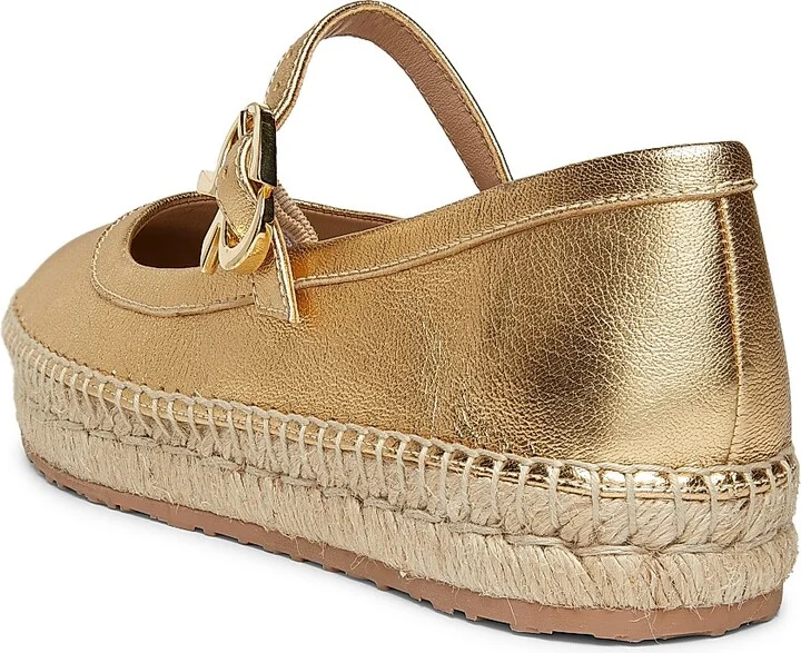 Women's Metallic Leather Ribbon-Buckle Ballerina Flats - Mekong - Size 5 - Image 3