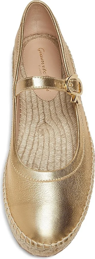 Women's Metallic Leather Ribbon-Buckle Ballerina Flats - Mekong - Size 5 - Image 4