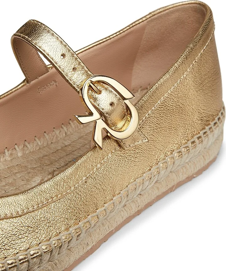 Women's Metallic Leather Ribbon-Buckle Ballerina Flats - Mekong - Size 5 - Image 5