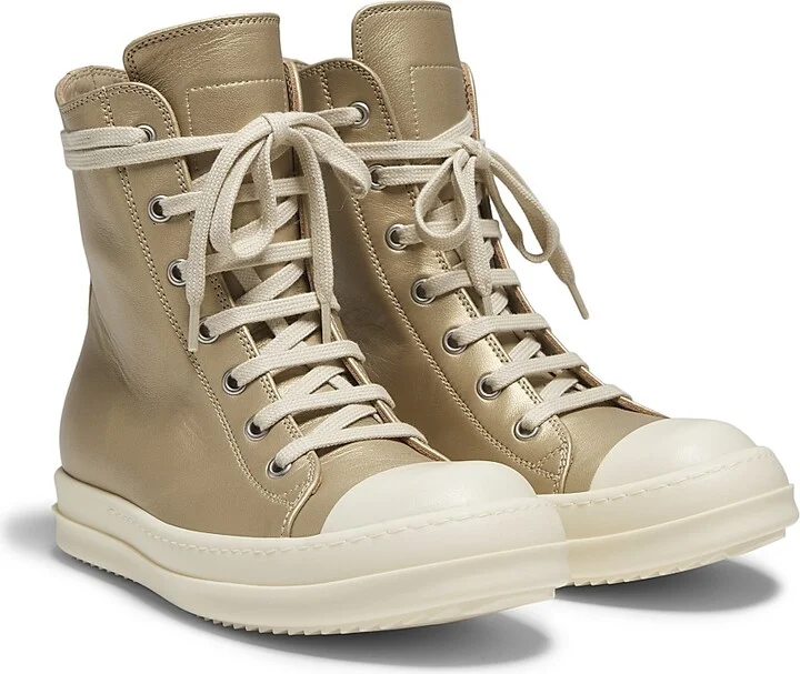 Women's Metallic Leather Sneakers - Gold Milk - Size 5 - Image 2