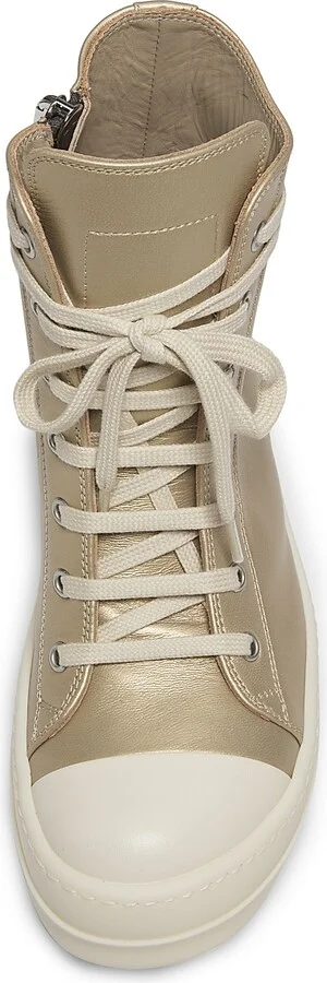 Women's Metallic Leather Sneakers - Gold Milk - Size 5 - Image 4