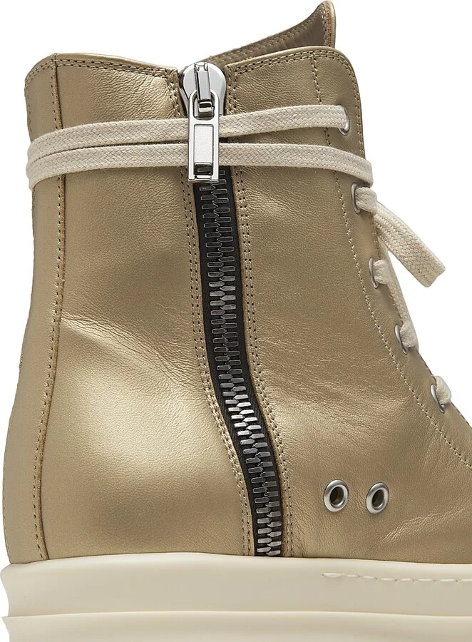 Women's Metallic Leather Sneakers - Gold Milk - Size 5 - Image 5