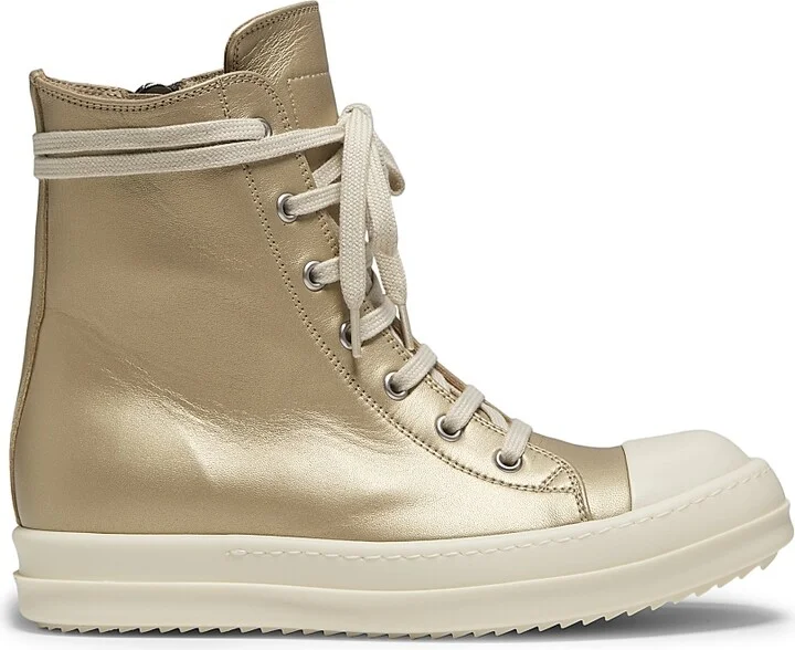 Women's Metallic Leather Sneakers - Gold Milk - Size 5