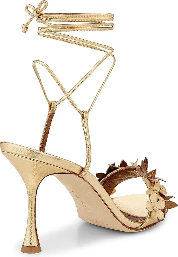 Women's Metallic Leather Strappy Sandals - Gold - Size 10.5 - Image 3