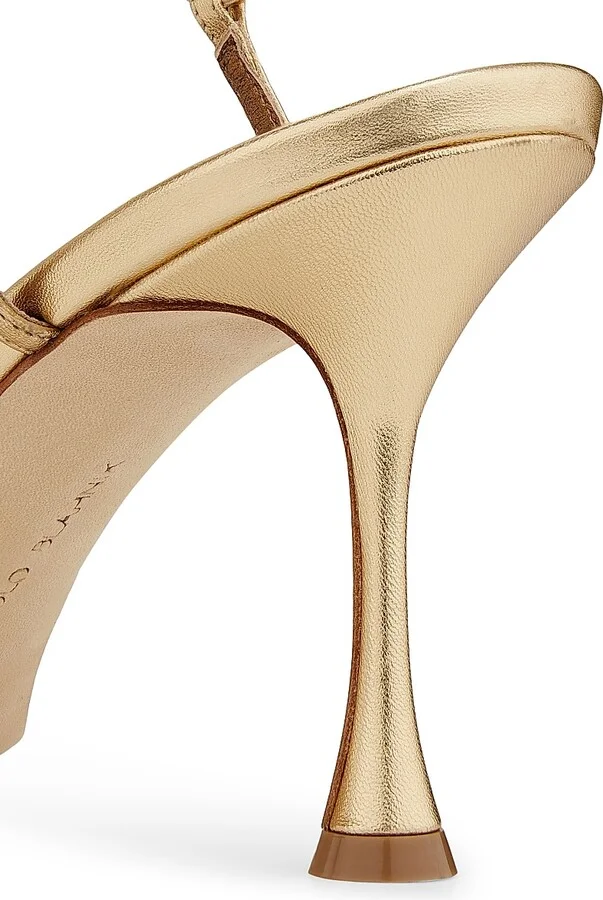 Women's Metallic Leather Strappy Sandals - Gold - Size 10.5 - Image 5