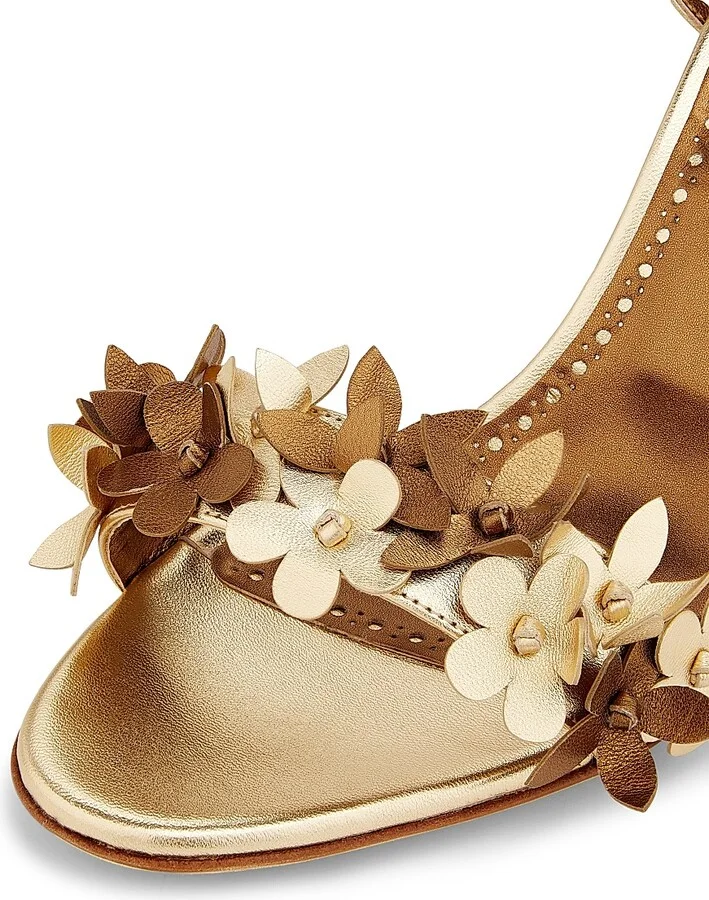 Women's Metallic Leather Strappy Sandals - Gold - Size 10.5 - Image 6