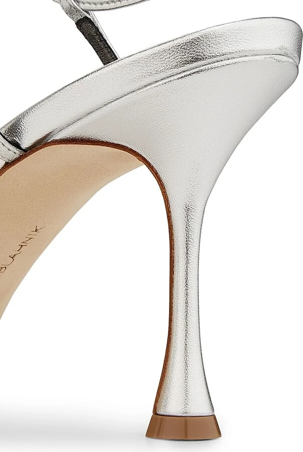 Women's Metallic Leather Strappy Sandals - Silver - Size 7 - Image 5