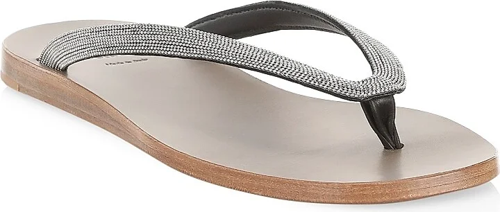 Women's Metallic Leather Thong Sandals - Black - Size 9.5 - Image 2