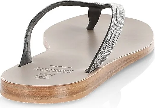 Women's Metallic Leather Thong Sandals - Black - Size 9.5 - Image 3